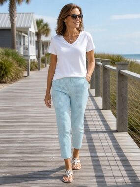 Talbots Heritage Light Blue Gingham Capris